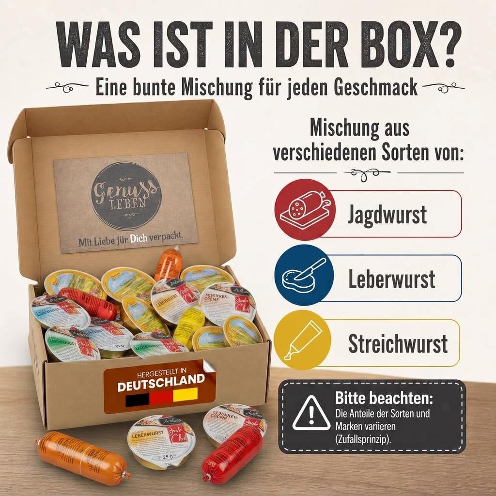 Beispiele für Jagdwurst, Leberwurst und Streichwurst in der Genussleben Box