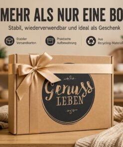 Genussleben Geschenkbox aus wiederverwendbarem Versandkarton